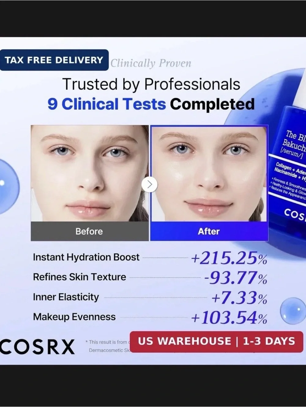 COS The Blue Peptide Bakuchiol Plump Glow Serum - White & Blue